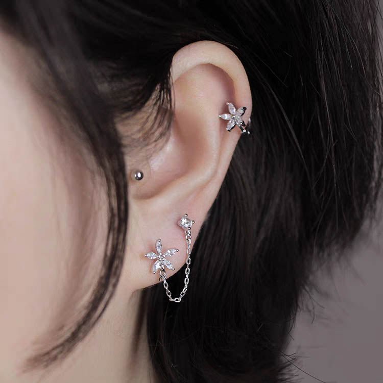 Bloom Link Double Piercing Earrings - Roseraie Gal