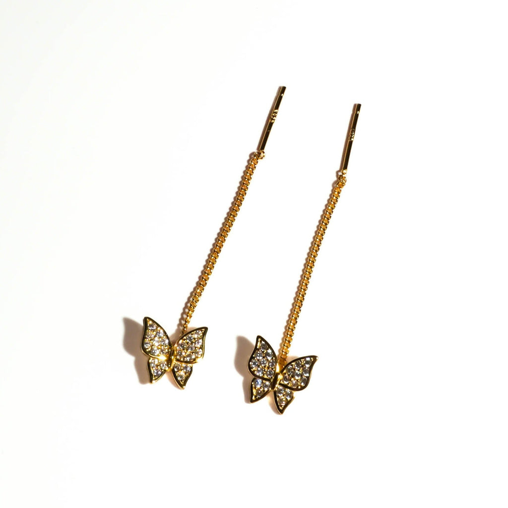 Butterfly Grace Threader Earrings - Roseraie Gal