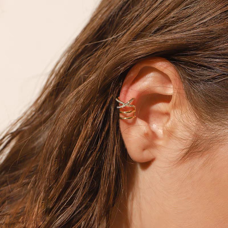 Crystal Accent Triple Band Ear Cuff - Roseraie Gal