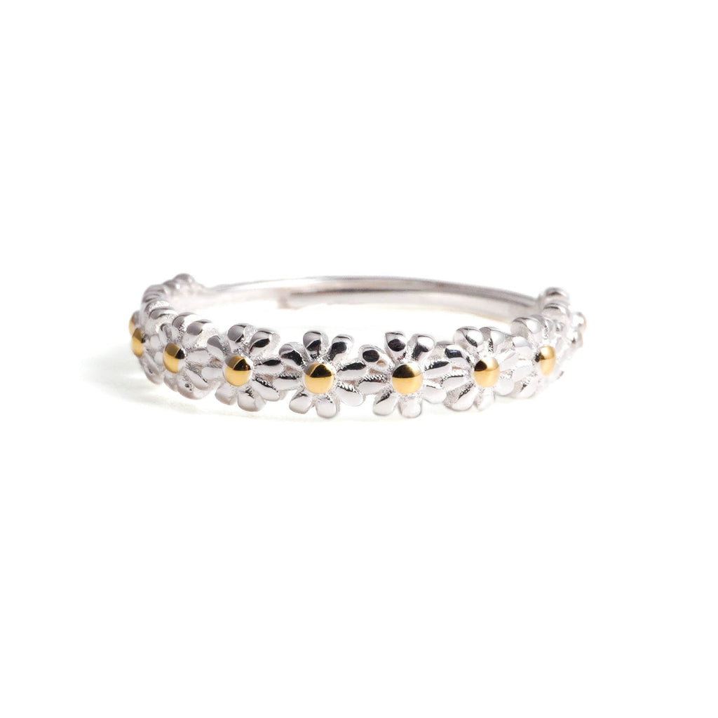 Daisy Bloom Sterling Silver Adjustable Ring - Roseraie Gal