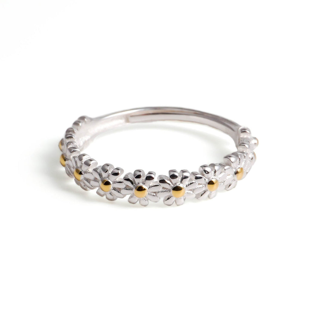 Daisy Bloom Sterling Silver Adjustable Ring - Roseraie Gal