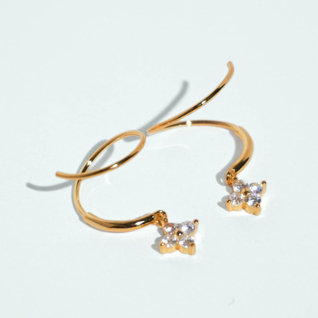 Dangling Bloom Spiral Hoop Twist Earrings - Roseraie Gal
