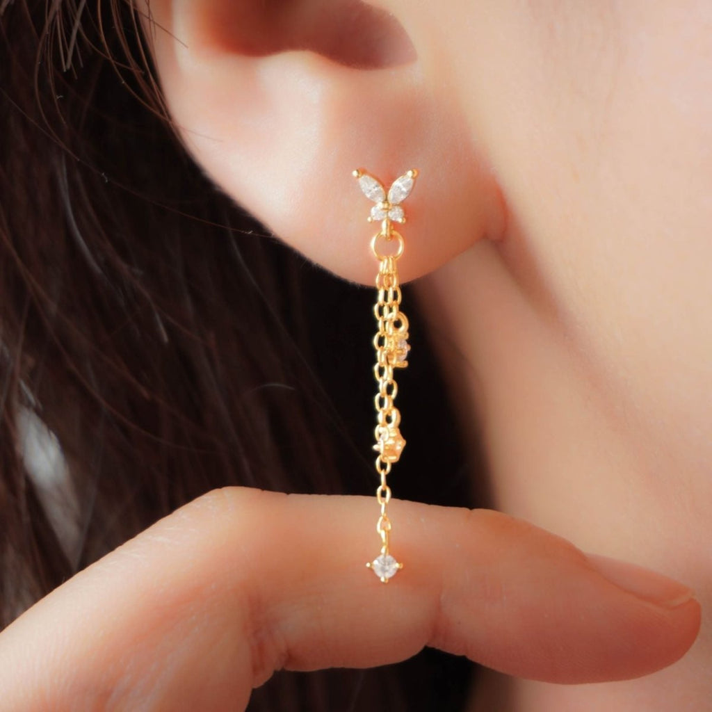 Dazzling Butterfly Drop Earring - Roseraie Gal