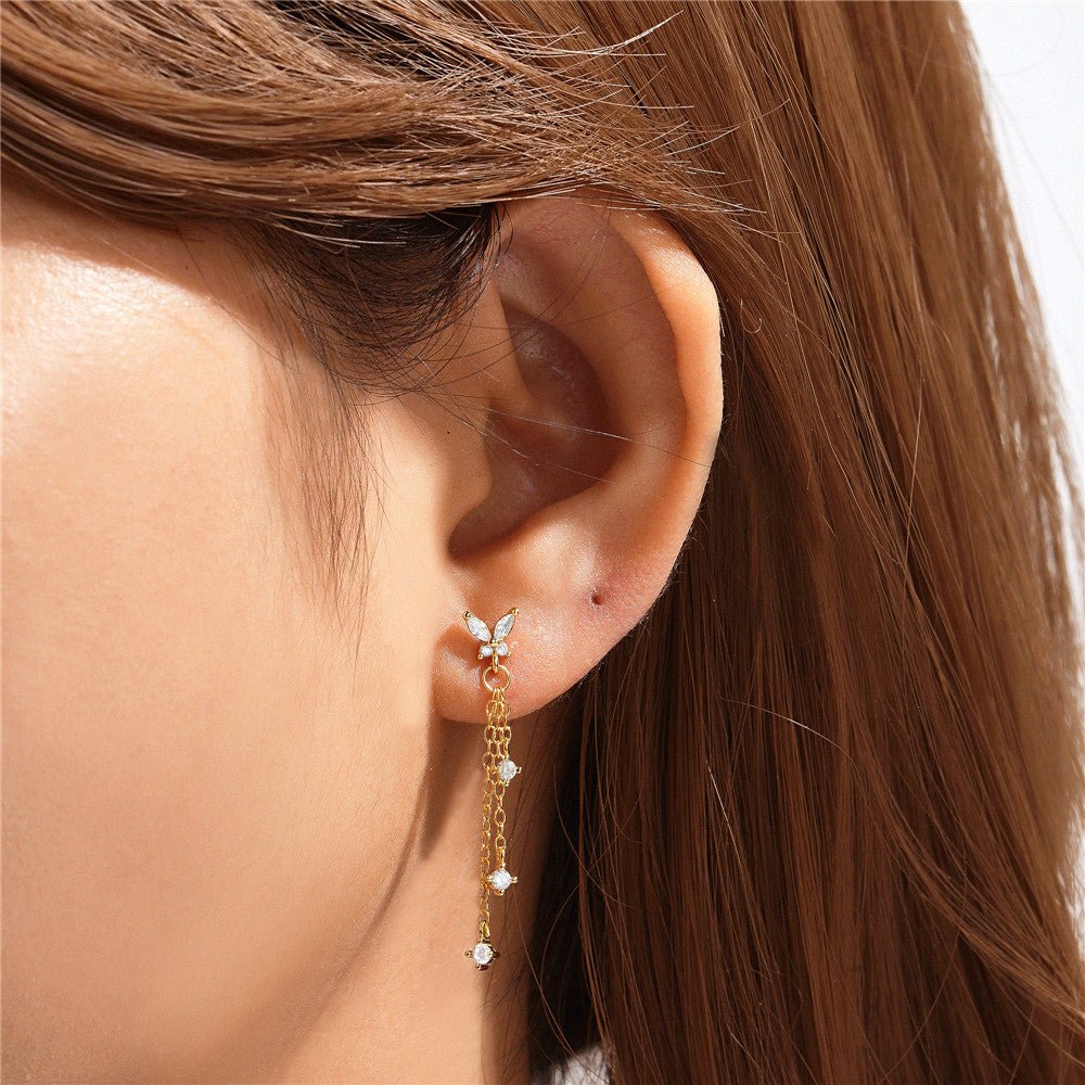 Dazzling Butterfly Drop Earring - Roseraie Gal