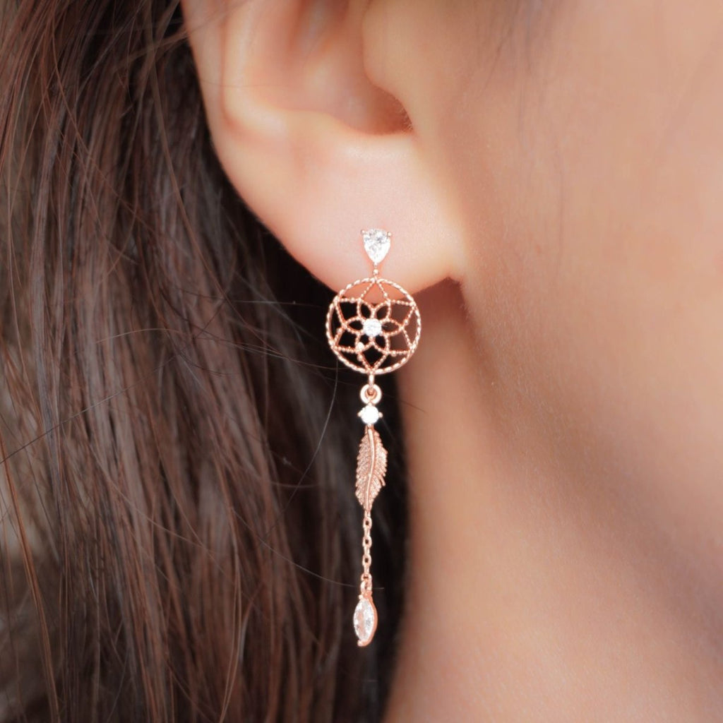 Dreamcatcher Dangle Earrings - Roseraie Gal