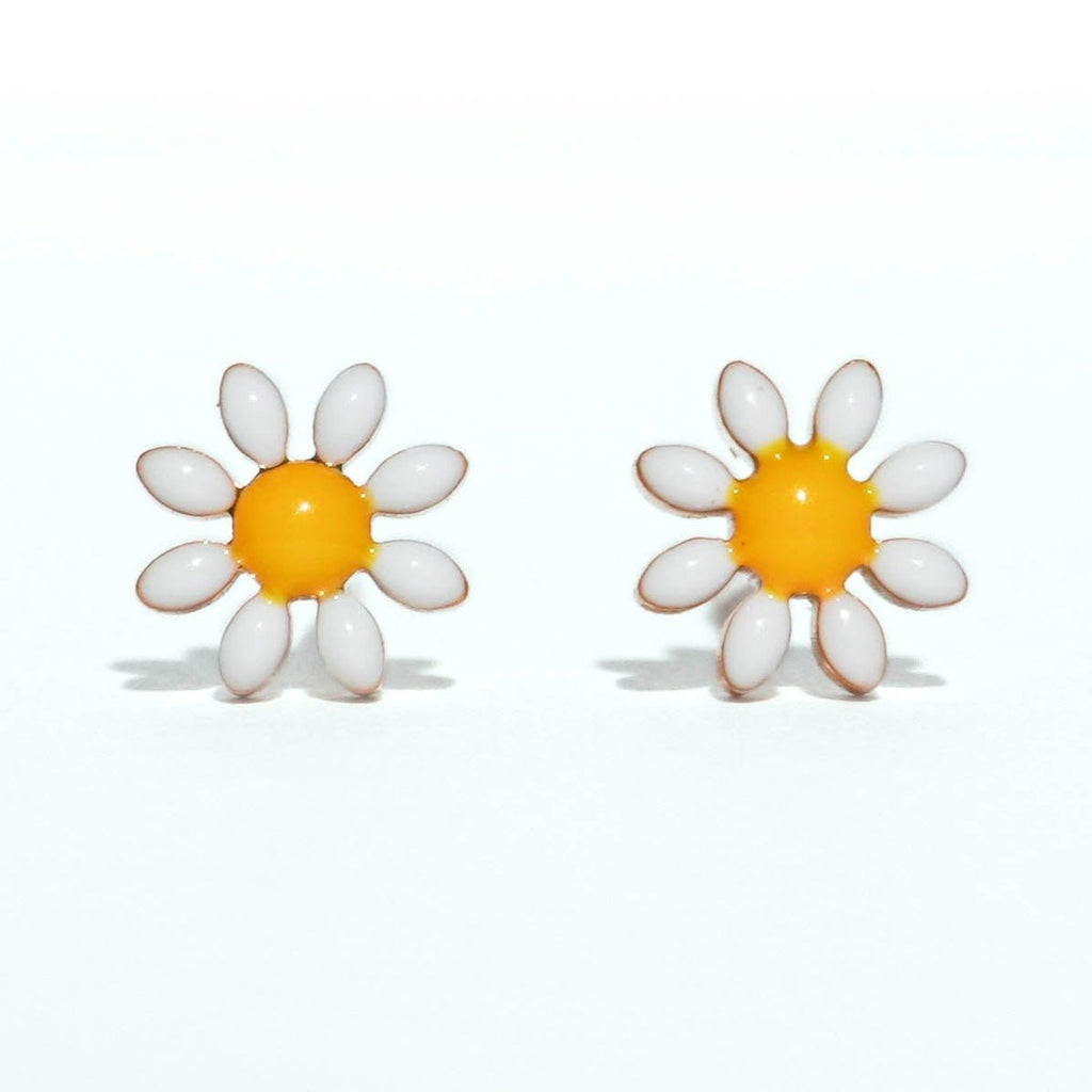 Enamel Daisy Stud Earrings - Roseraie Gal
