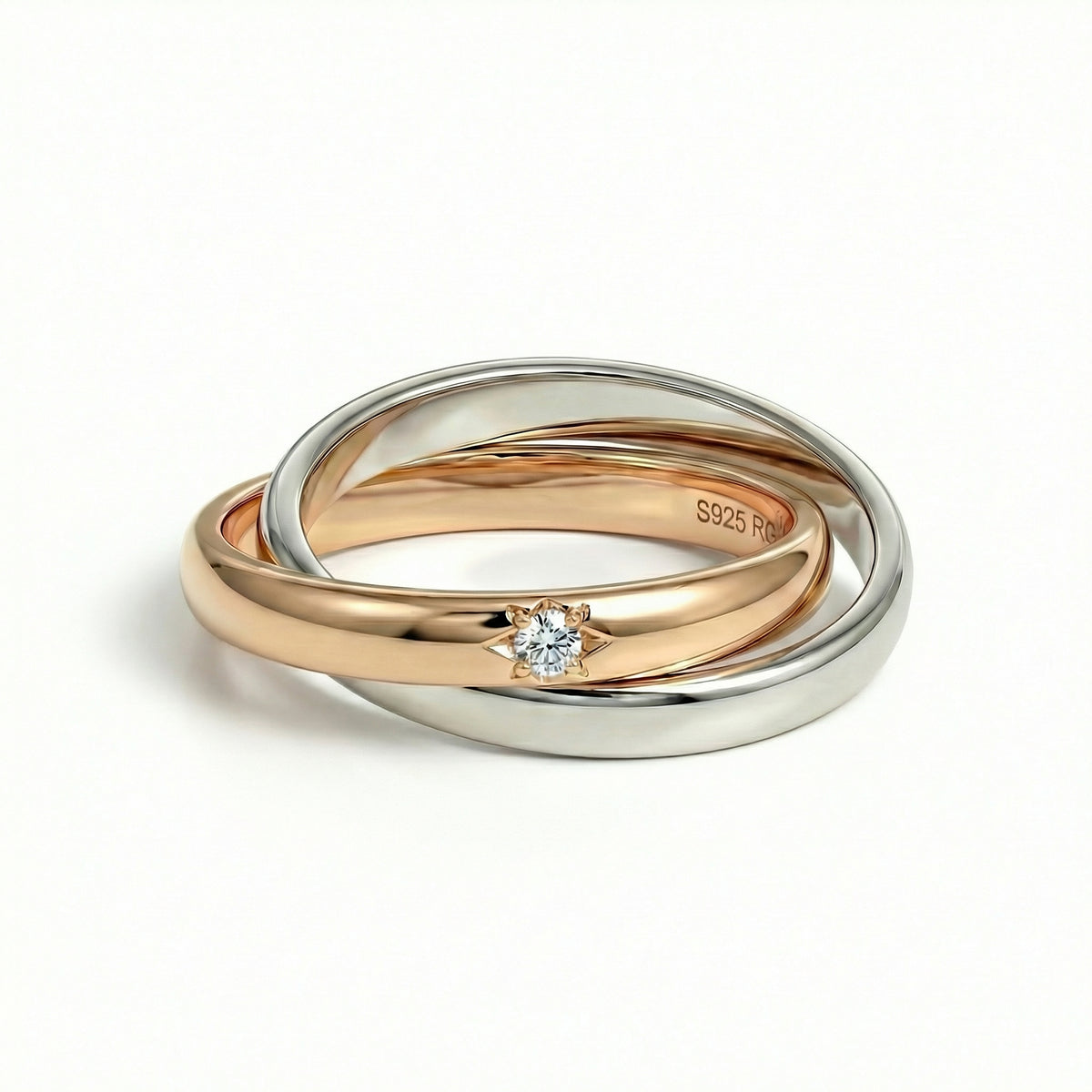 Balance Two-Tone Spinner Ring - Roseraie Gal