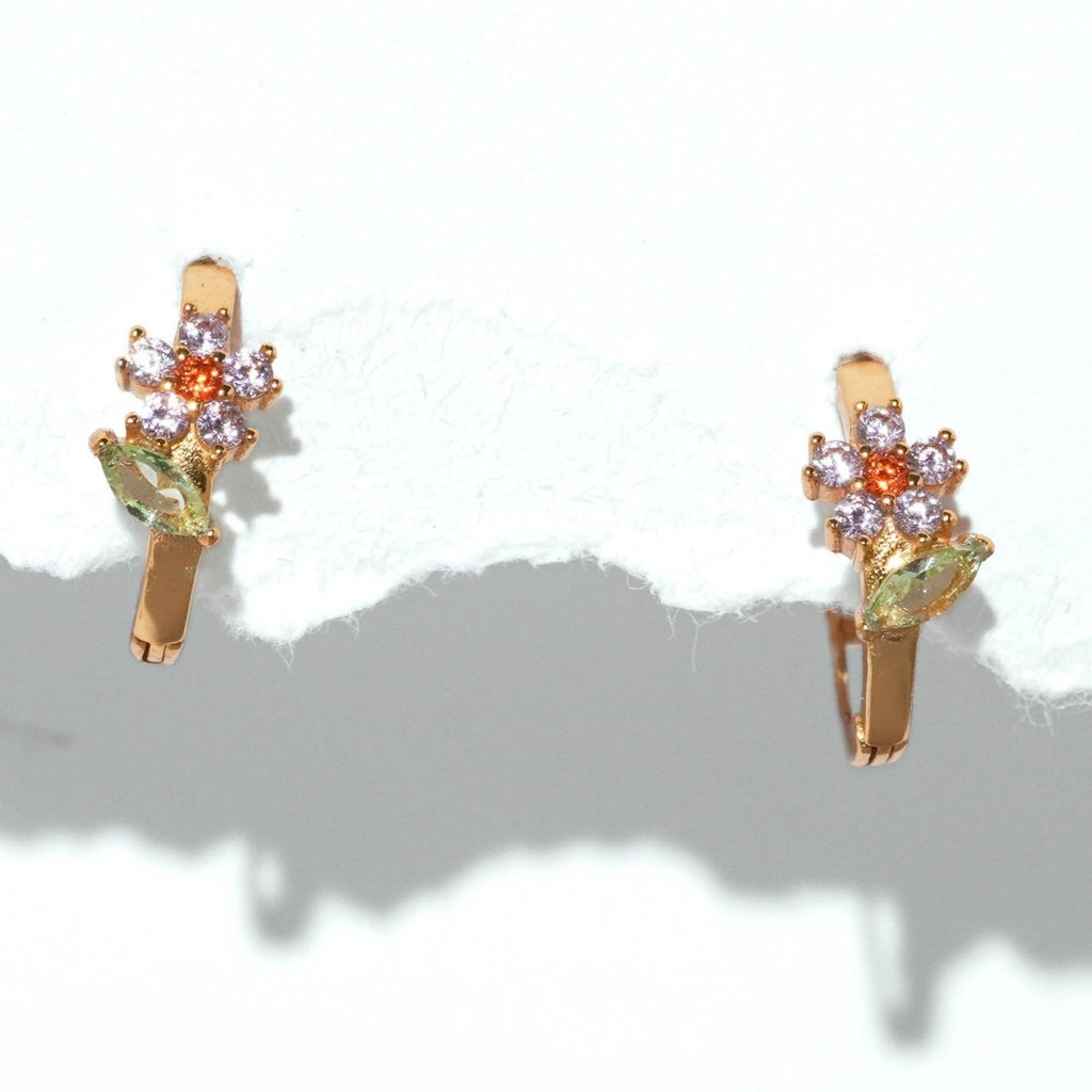 Floral Huggie Earrings - Roseraie Gal