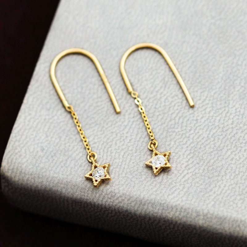 Golden Star Charm Dangle Earrings - Roseraie Gal