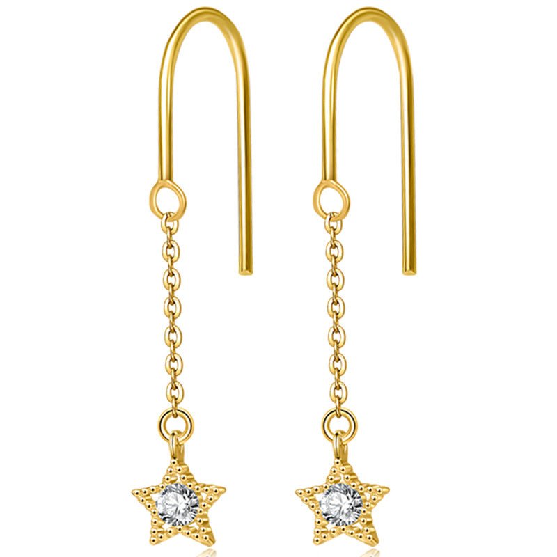 Golden Star Charm Dangle Earrings - Roseraie Gal