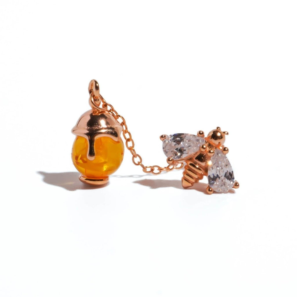 Honey Bee Charm Dangle Earrings - Roseraie Gal