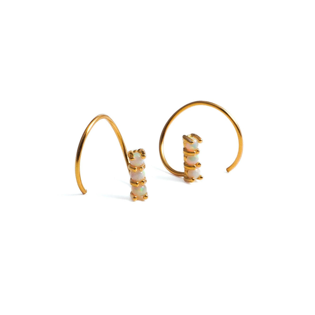 Opal Dream Spiral Hoop Twist Earrings - Roseraie Gal