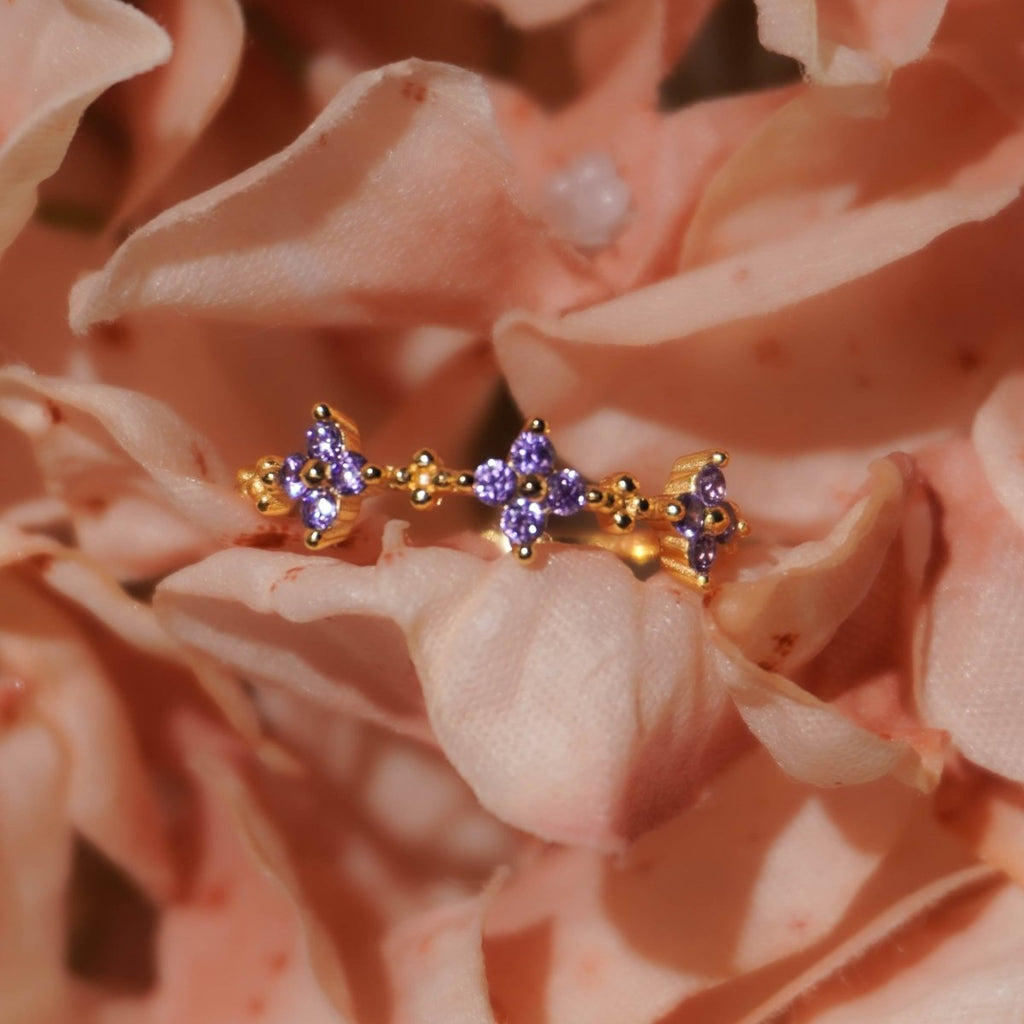 Purple Blossom Love Adjustable Ring - Roseraie Gal