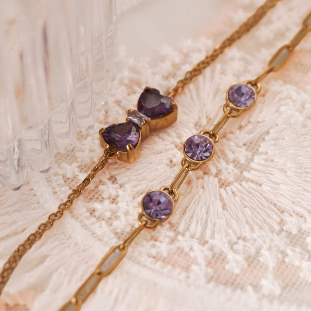 Purple Heart Bow Bracelet - Roseraie Gal