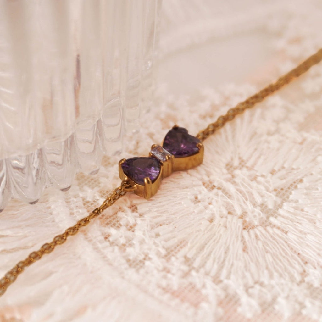 Purple Heart Bow Bracelet - Roseraie Gal