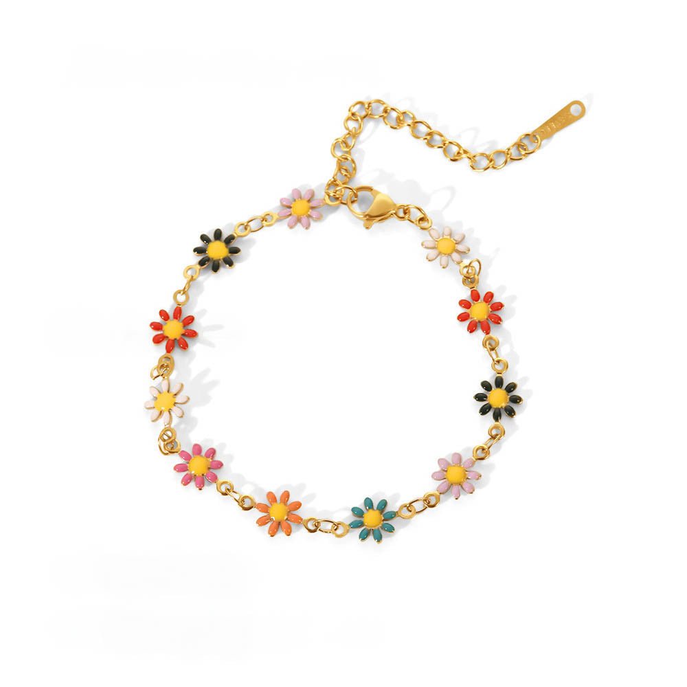 Rainbow Daisy Charm Bracelet - Roseraie Gal