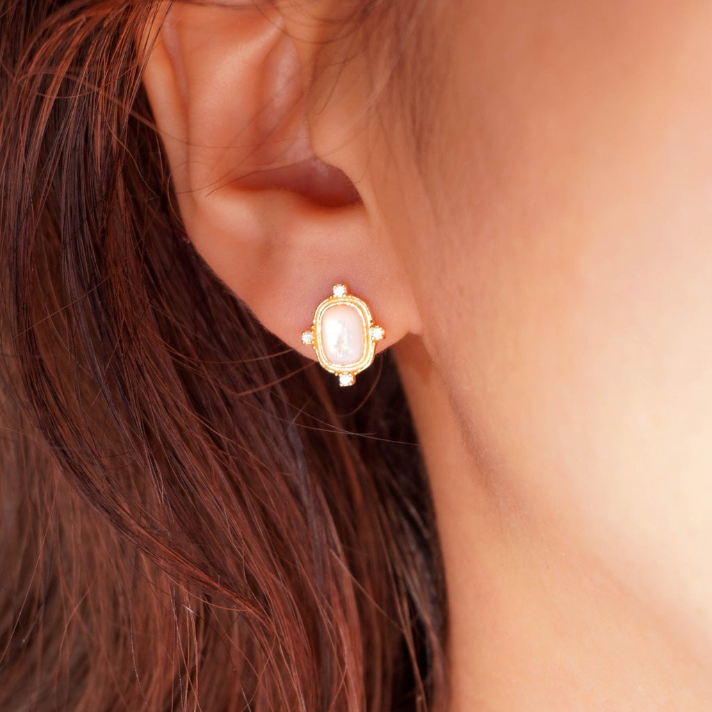 Serene Glow Mother of Pearl Studs - Roseraie Gal