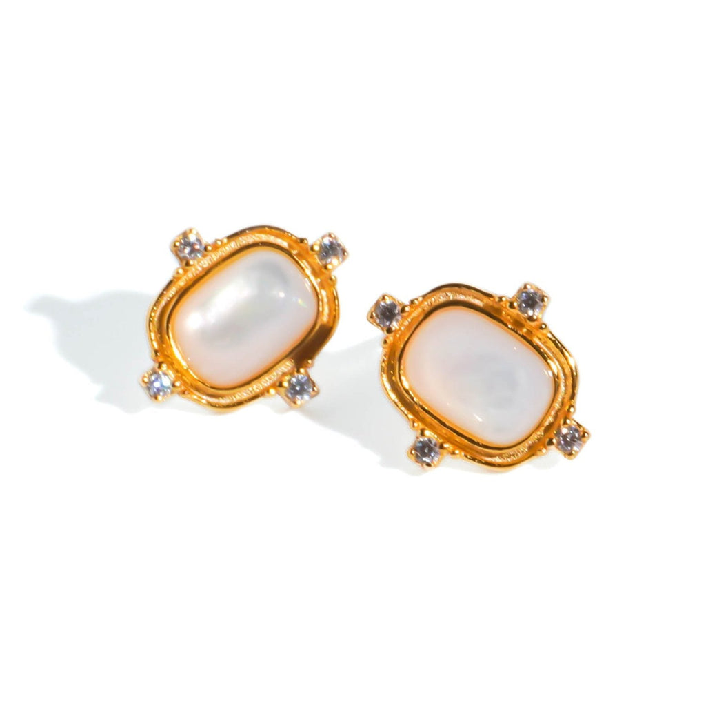 Serene Glow Mother of Pearl Studs - Roseraie Gal