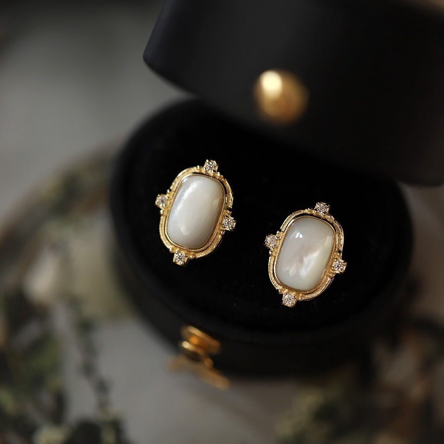 Serene Glow Mother of Pearl Studs - Roseraie Gal