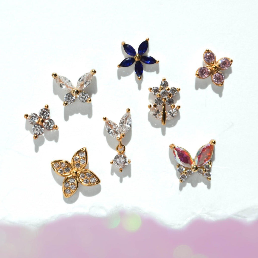 Shimmer Blossom Stud Earrings - Roseraie Gal