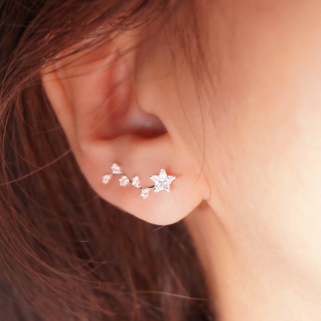 Shooting Star Crystal Climber Earrings - Roseraie Gal