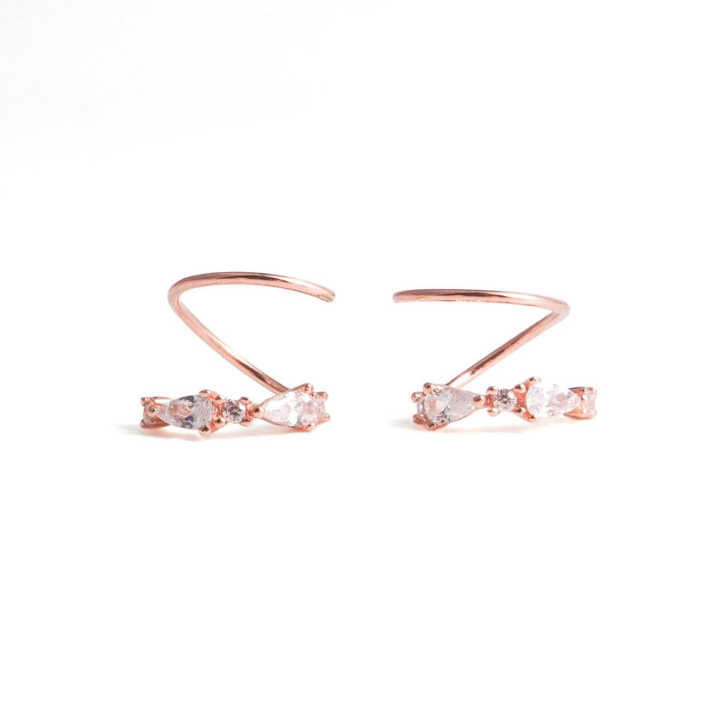 Sleek Arc Spiral Hoop Twist Earrings - Roseraie Gal