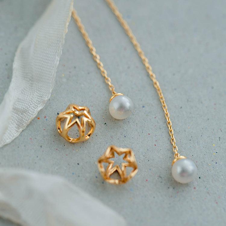 Starry Pearl Convertible Threader Earrings - Roseraie Gal