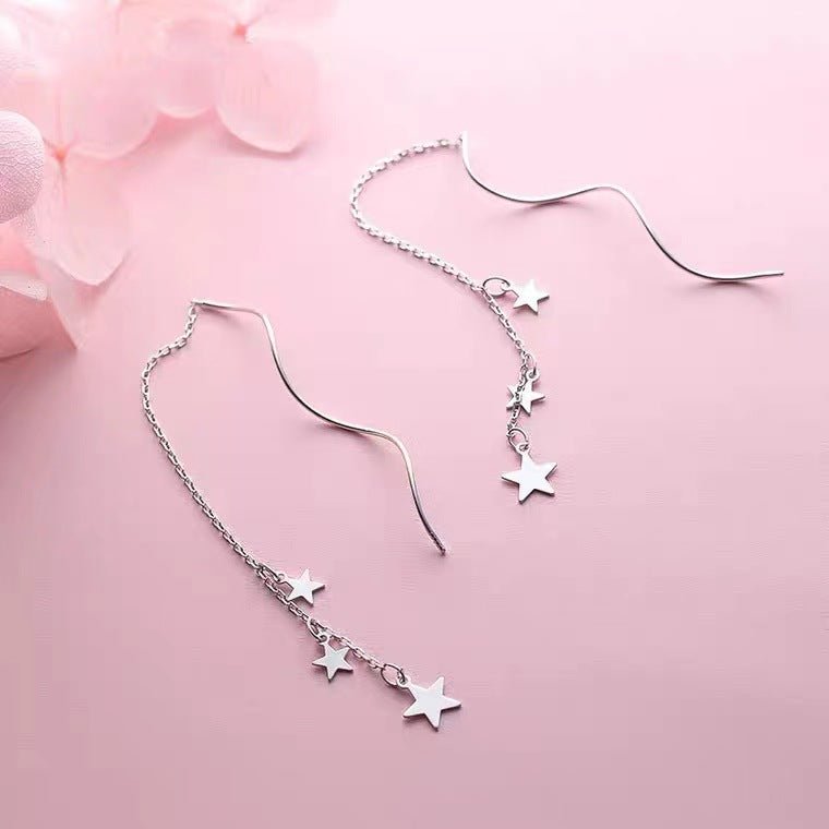 Twilight Star Wave Threader Earrings - Roseraie Gal