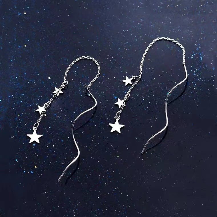 Twilight Star Wave Threader Earrings - Roseraie Gal