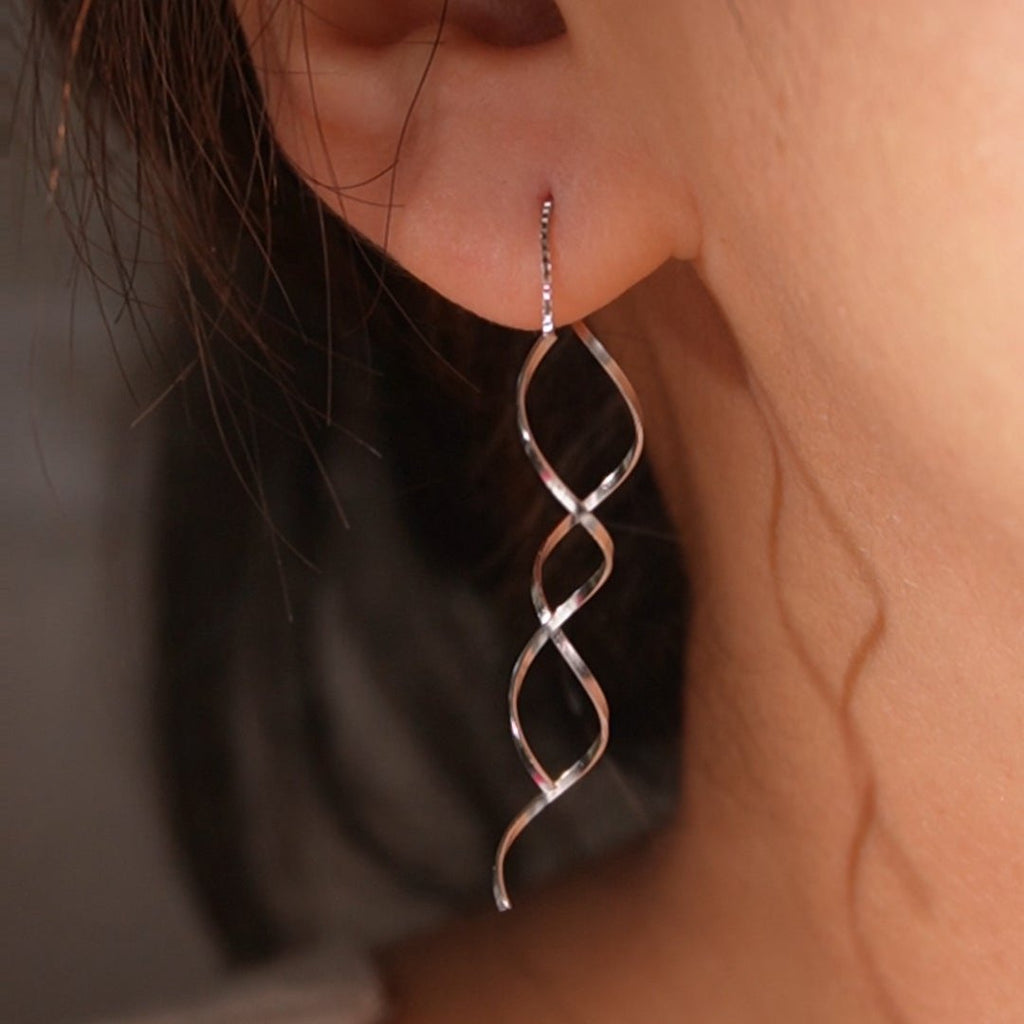 Twisted Wave Threader Earrings - Roseraie Gal