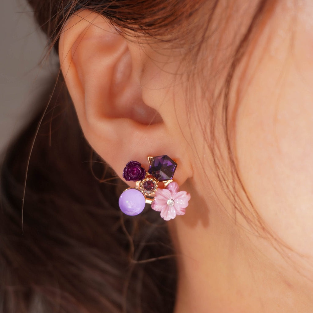 Violet Blossom Stud Earrings - Roseraie Gal