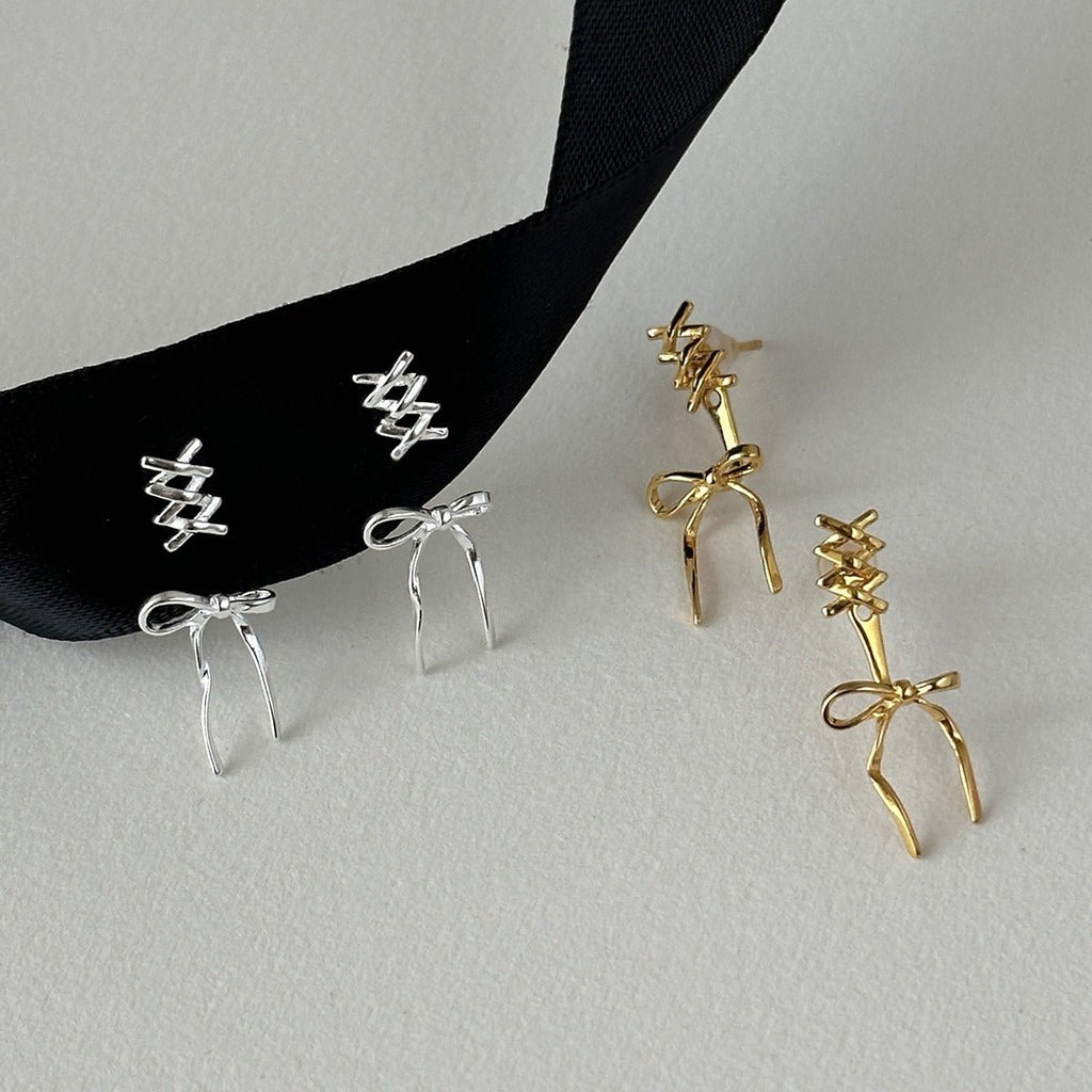 Whimsical Ribbon Twist Stud Earrings - Roseraie Gal