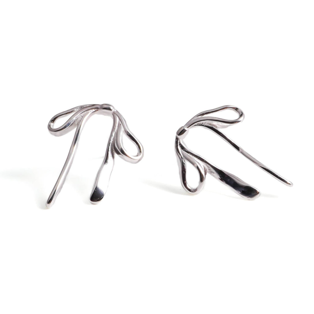 Whispering Ribbon Sterling Silver Earrings - Roseraie Gal