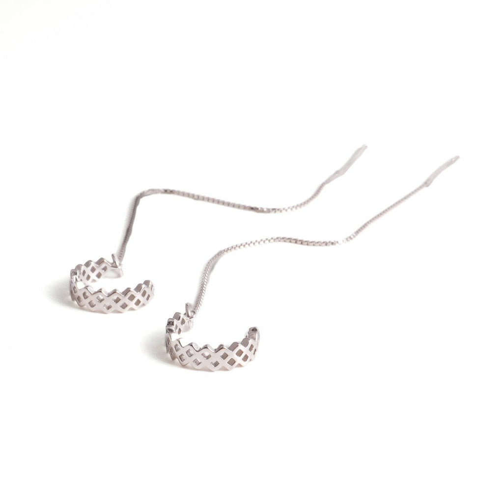 Zigzag Wave Threader Earrings with Cuff - Roseraie Gal