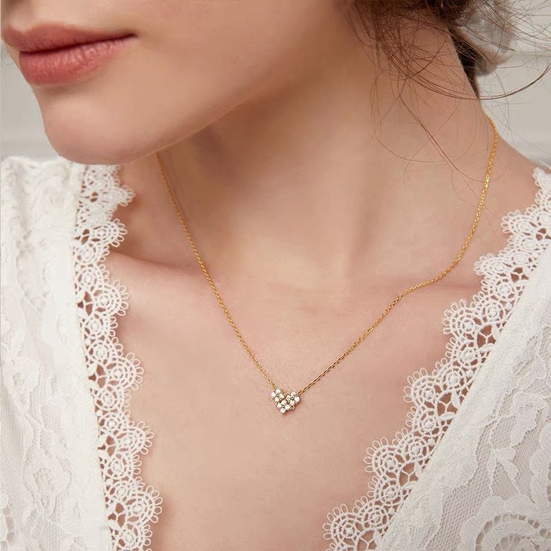 14K Two-way Heart Shape Necklace - Roseraie Gal