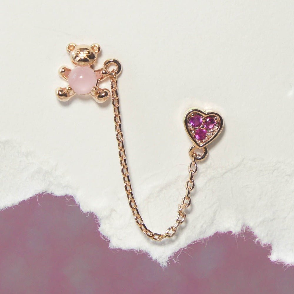 Bear Reed Piercing Bear Hug Double Piercings Earrings - Roseraie Gal