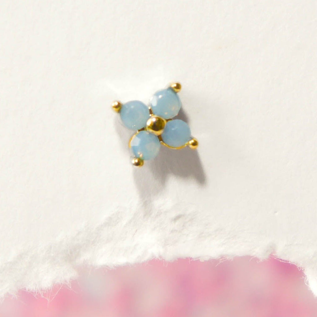 Blue Blossom Piercing Earrings - Roseraie Gal