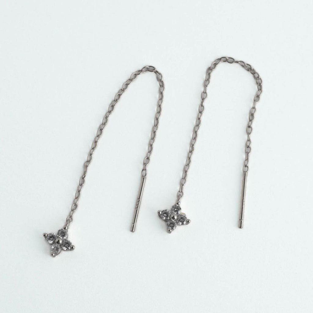 Clear Blossom Threader Earrings - Roseraie Gal