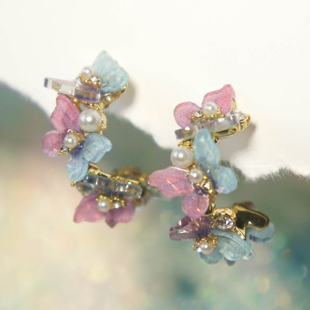 Colourful Butterfly Half Hoop Earrings - Roseraie Gal