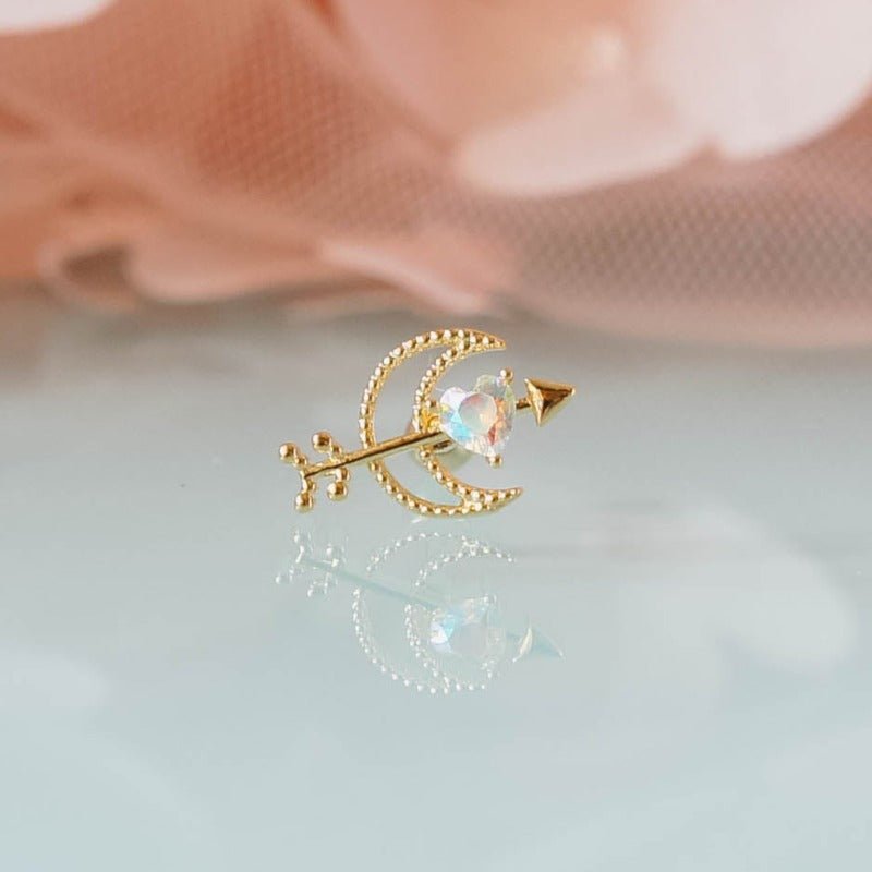 Cupid Moon Piercing Earrings - Roseraie Gal
