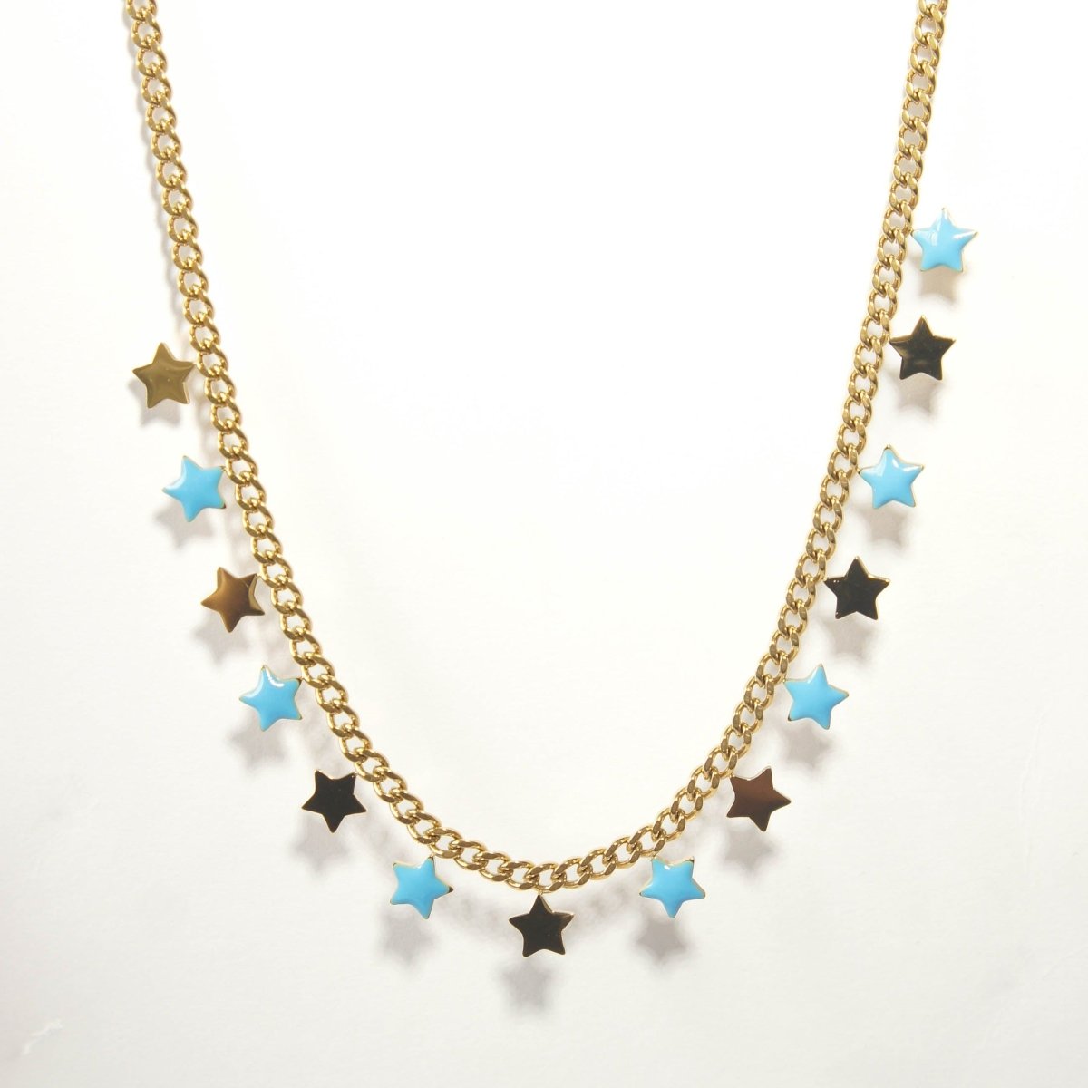 Dangling Blue Starry Necklace - Roseraie Gal