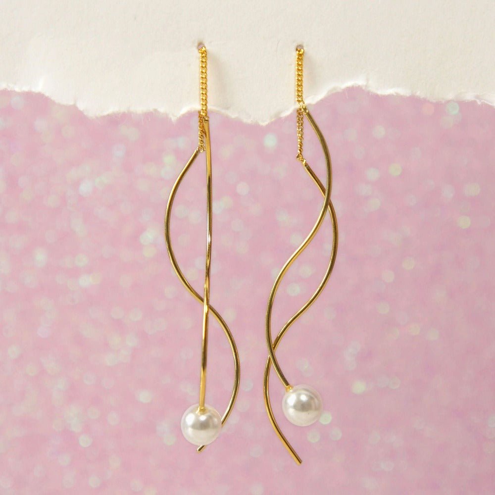 Dangling Pearl Threader Earrings - Roseraie Gal