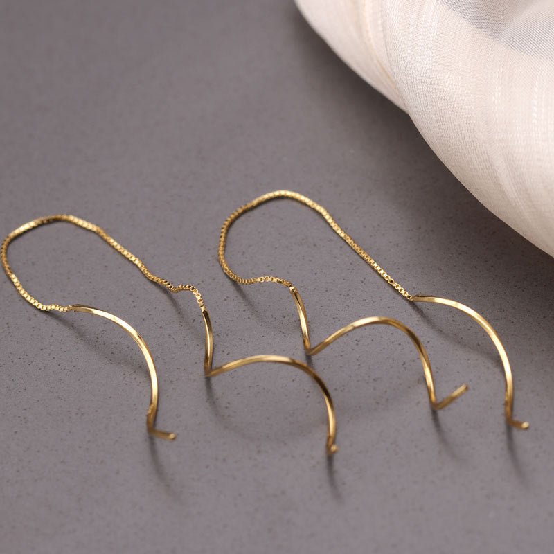 Double Wave Threader Earrings - Roseraie Gal