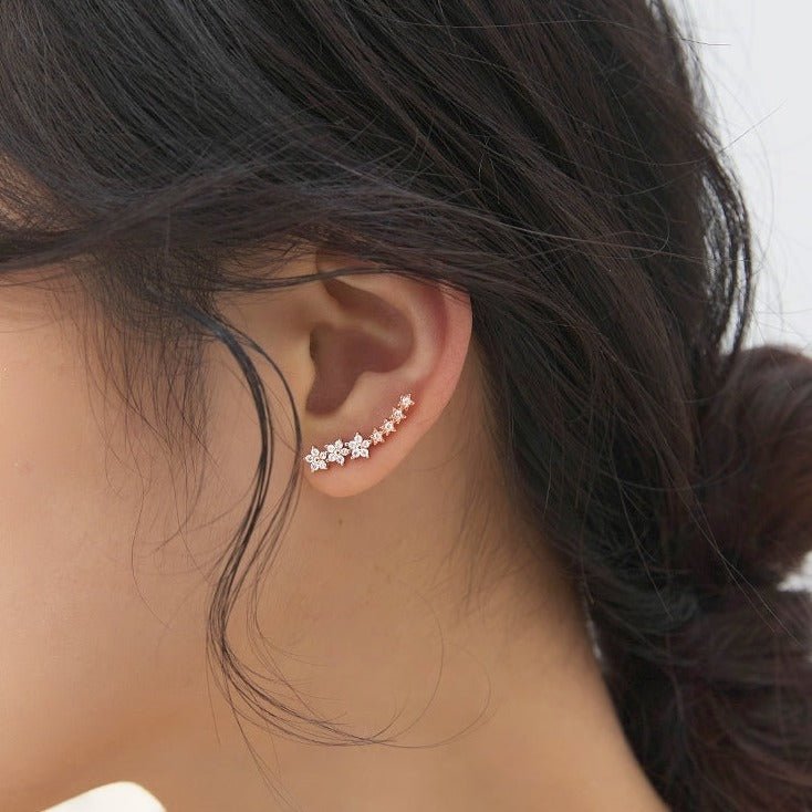 Floral Starry Stud Earrings - Roseraie Gal