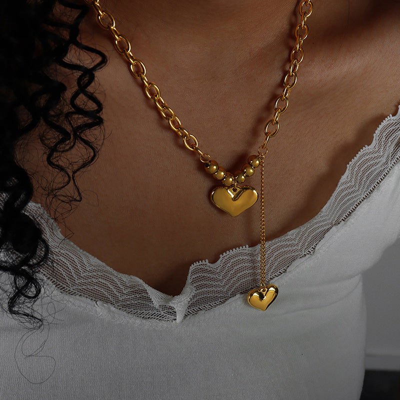 Heart & Heart Necklace - Roseraie Gal