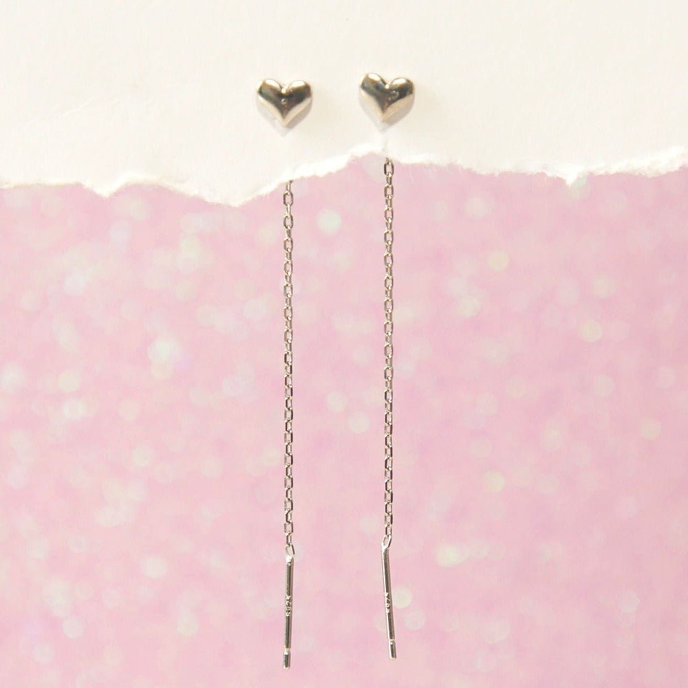 Heart Threader Earrings - Roseraie Gal