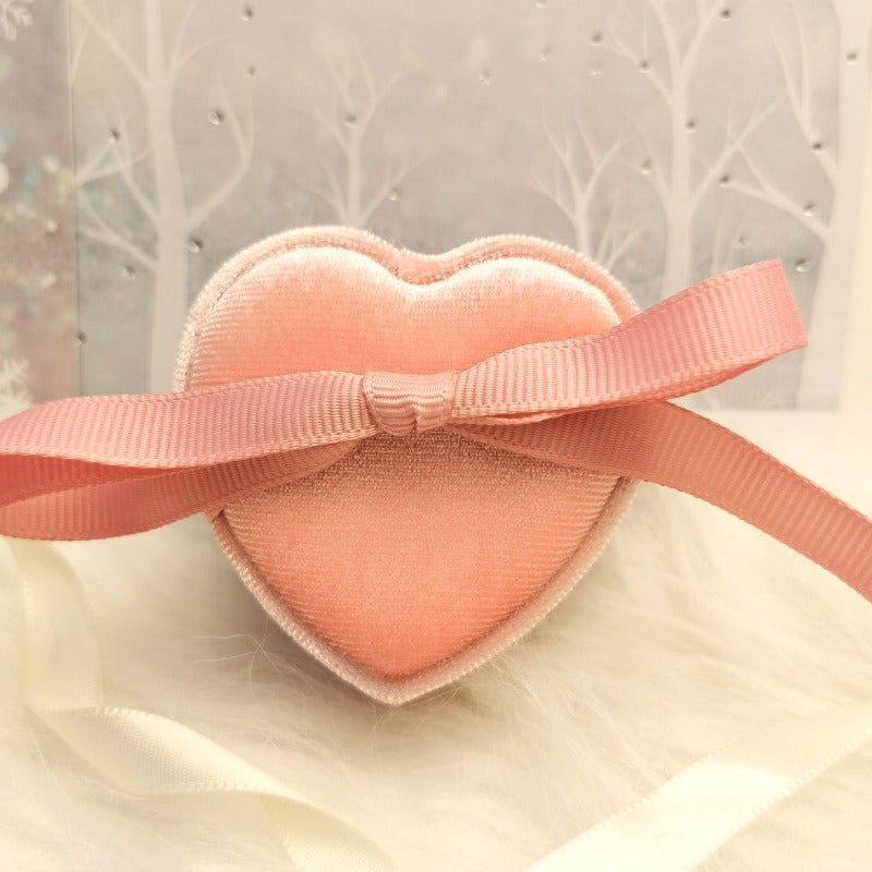 Heart Velvet Box with Ribbon (up to 2 studs/rings) - Roseraie Gal