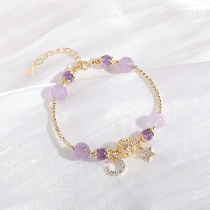 Lavender Amethyst Starry Beaded Bracelet - Roseraie Gal