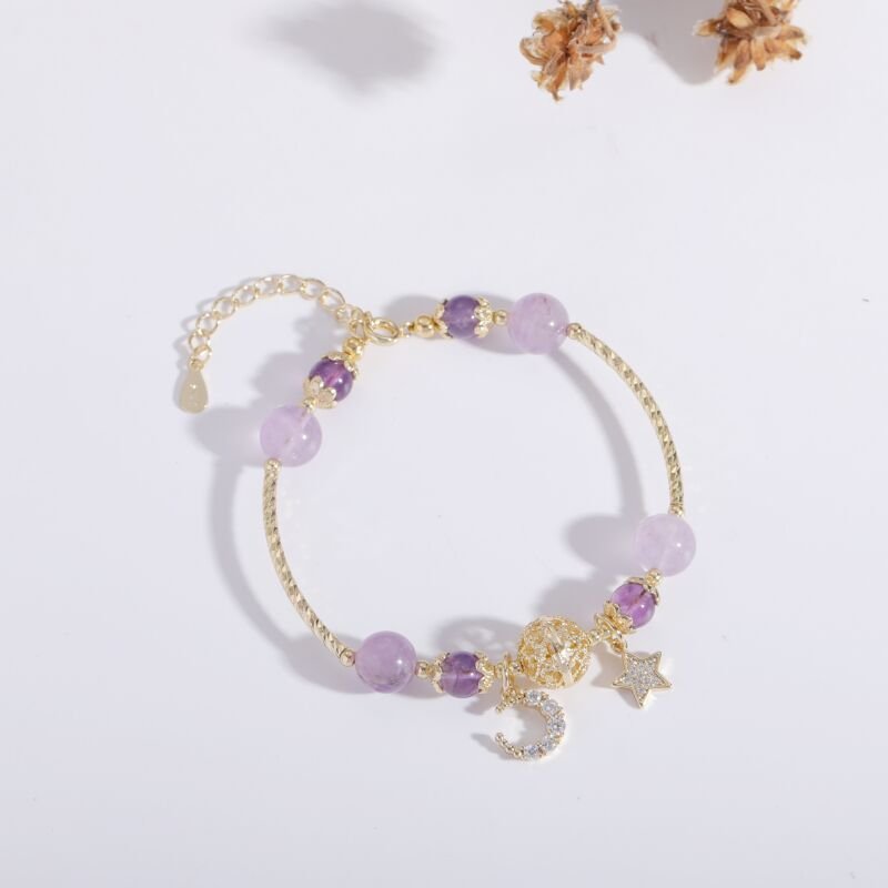 Lavender Amethyst Starry Beaded Bracelet - Roseraie Gal