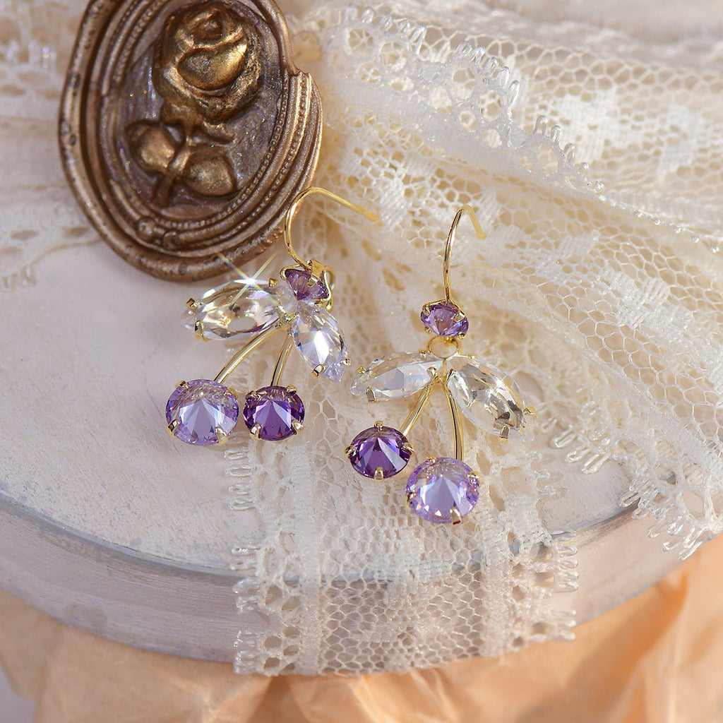 Lavender Cherry Earrings - Roseraie Gal